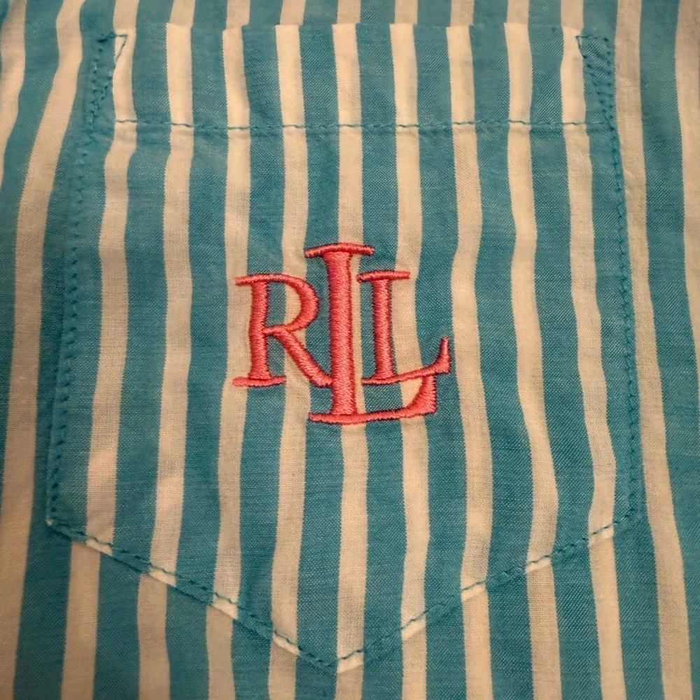 Ralph Lauren Aqua and White Striped Pajama Set - Picture 2 of 15